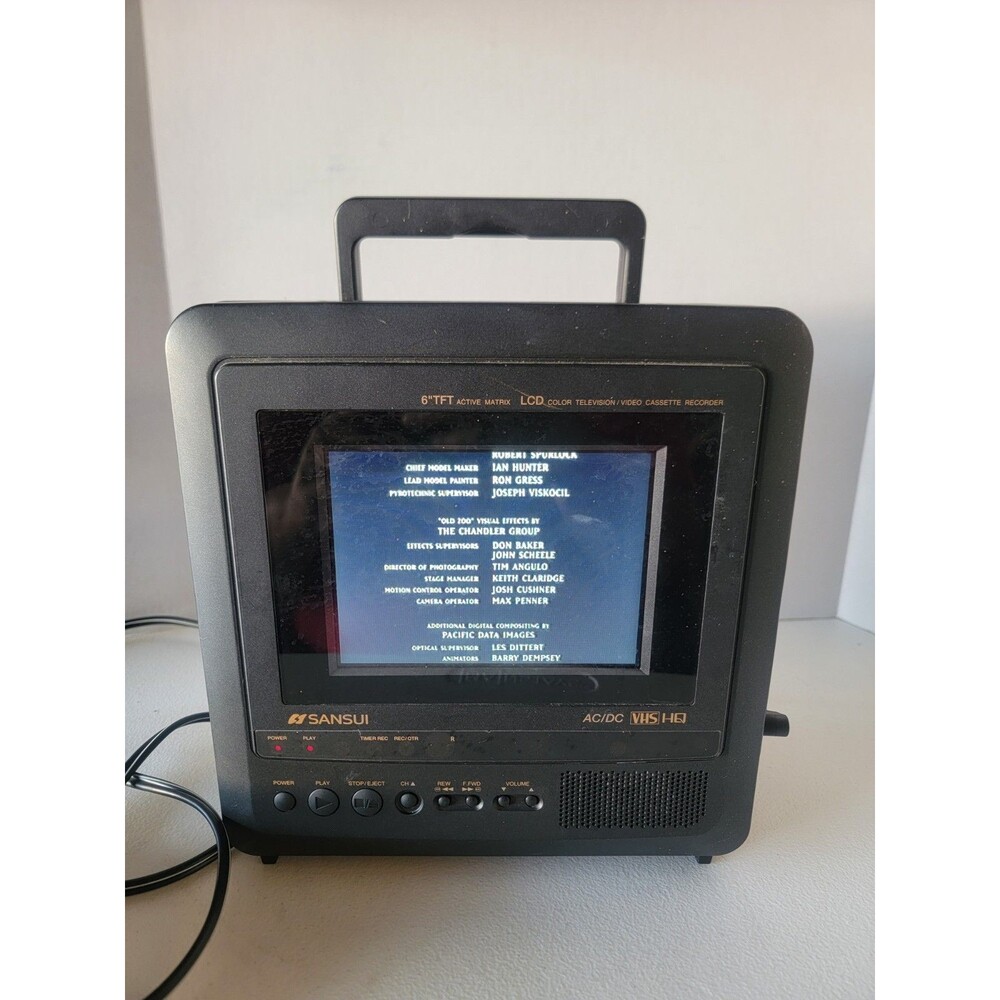 Vintage Sansui CLD0065 6” LCD Portable TV VHS VCR Combo Tested Works AC/DC 1999